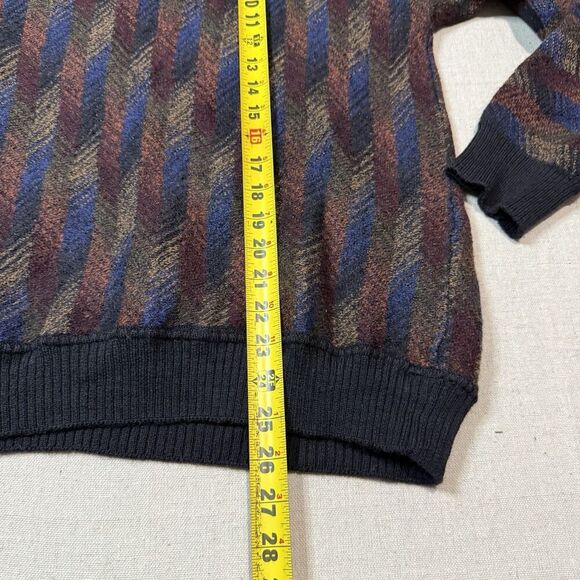 Vintage Hamer Reed Merino Wool Sweater Mens XL Suede Elbow Patch Navy Burgundy - Picture 5 of 7